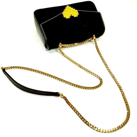 Ltd Edition les petits joueurs Small Black Velvet Leather Heart Crossbody Bag - Picture 4 of 11